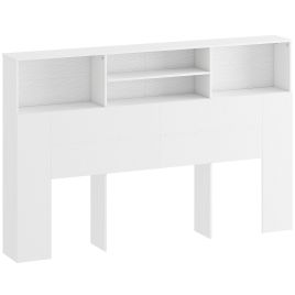 BURTON Kingsize Freestanding Headboard with 4 Open Storage Compartments - White
