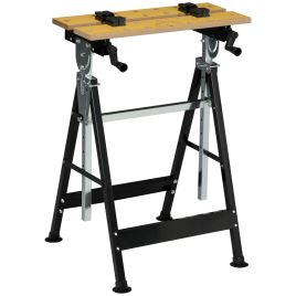 ALDERHILL Adjustable Folding Workbench with Clamping Pegs - Beige
