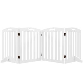 AMBERPOINT Freestanding Wooden Dog Gate, 207.5cm Wide - White