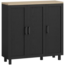 ANCHOR Sideboard Cabinet with 3 Doors and Adjustable Shelves - Black