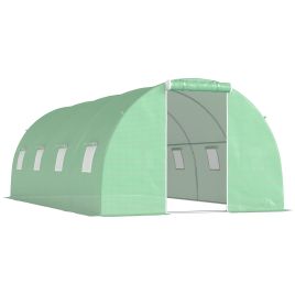 ALDERMOOR 6 x 3m Walk-In Polytunnel Greenhouse with 8 Mesh Windows - Green