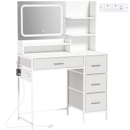 ARDENFIELD Dressing Table with 3-Colour LED Mirror and 4 Drawers