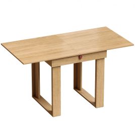 BREEZEFIELD Folding Extendable Dining Table with Under-Table Storage - Oak Effect