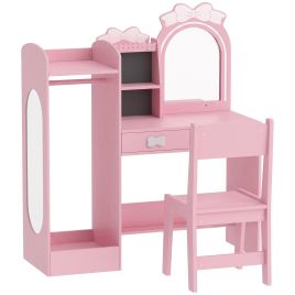 CEDARRIDGE 3-in-1 Kids Vanity Set with Stool and Clothes Rack - Pink