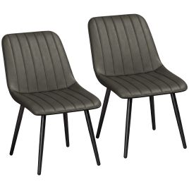 BRIARSTONE Set of 2 Faux Leather Dining Chairs with Metal Legs - Grey