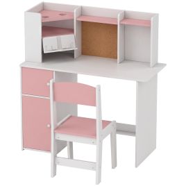 CHASEWELL Kids Desk and Chair Set with Shelves and Tablet Stand - Pink