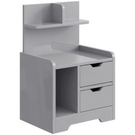 BLAZEPOINT Bedside Table with 2 Drawers and Storage Shelves - Grey