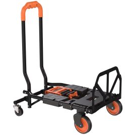 ASPENWOOD 2-in-1 Folding Hand Truck, 120kg Capacity - Black and Orange