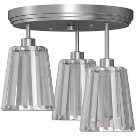 CANVASGATE 3-Light Crystal Glass Ceiling Light, 3 E27 Sockets - Silver