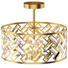 CANVASPOINT 3-Light Crystal Glass Ceiling Light with 3 E14 Sockets - Gold Tone