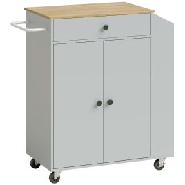 BREEZEBROOK Rolling Kitchen Island with 3-Tier Spice Rack - Light Blue