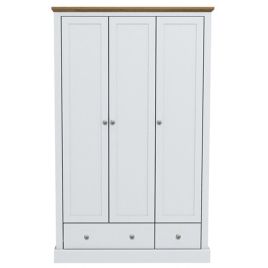 Devon 3 Door Wardrobes with 2 Drawer - White