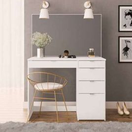 Ava 5 Drawer Dressing Table with Mirror - White