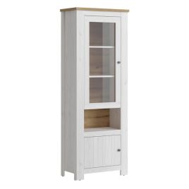 2 Door Display Cabinet - White and Oak