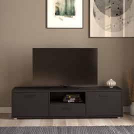Belfast TV Unit Stand with 2 Door and Drawer - Black