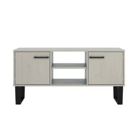 Texas Black Metal Frame 2 Door Flat Screen TV Unit - Grey Waxed Pine