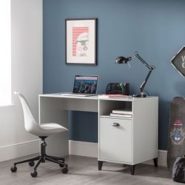 Lakers Locker Metal Effect Grey Lacquer Computer Desk - Grey