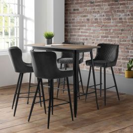 Luxe Upholstered Black Painted Legs Velvet Bar Stool - Grey