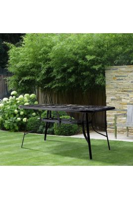 Garden Tempered Glass Rectangle Marble Coffee Table 80*80cm, Black