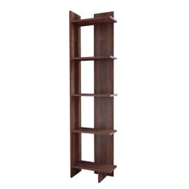 Industrial 5-Tier Corner Bookshelf Shelf Unit, Brown