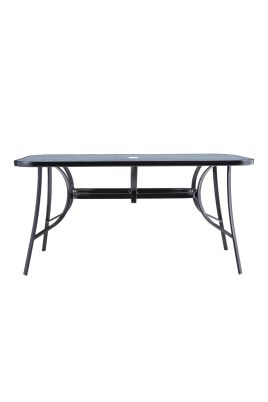 Garden Tempered Glass Large Rectangle Wood Grain Coffee Table 150*90cm, Black