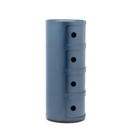 76cm Height Grey Cylindrical 4-Tier Plastic Storage Drawer Unit