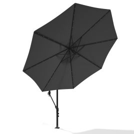 Outdoor 32 LED Lighted Patio Umbrella with Crank Lift System