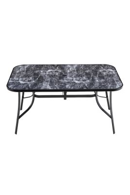 Garden Tempered Glass Rectangle Marble Coffee Table 150*90cm, Black