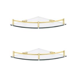 Wall Mounted Bathroom Glass Corner Shelf 24X13.75CM