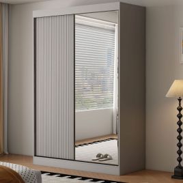 VIENNA 2 Door Mirrored Sliding Wardrobe Grey - 150cm