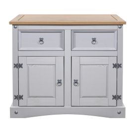 Waltham Distressed Pine Top Sideboard with 2 Drawers 2 Doors - Grey Finish