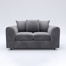 DELANO Plush Velvet 2 Seater Scatterback Sofa - Dark Grey