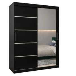 VICENZA 2 Door Mirrored Sliding Wardrobe Black - 150cm
