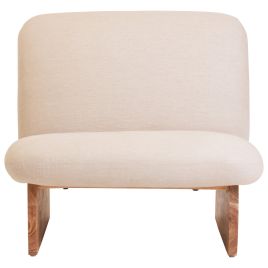 RALVENNA Linen with Wooden Base Armless Chaise Lounge - Cream