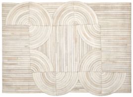 ALDWRETH Small Natural Hair On Leather Rug - Cream