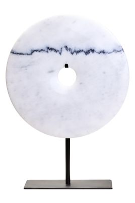 HAVERLYN Medium Round Marble Disc Sculpture - White