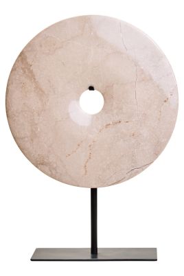 HAVERLYN Medium Round Marble Disc Sculpture - Cream