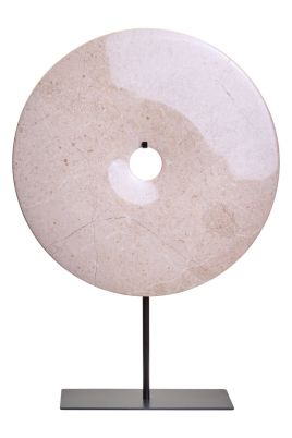 HAVERLYN Extra Large Round Marble Disc Sculpture - Cream