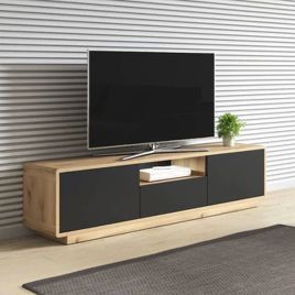 Zion Zenith TV Cabinet with 2 Doors - Oak and Black