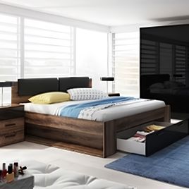 Astro Galaxy Bedside Divan Bed in Oak and Black - 160cm