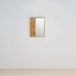 Wall Mounted Pineapple Carved Sliding Mirror Cabinet - Oak