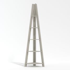 Tiva Corner Ladder Style 4 Shelves Bookcase - Grey