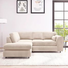 Dylan Plush Velvet 4 Seat L Shaped FB Corner Sofa - Cream
