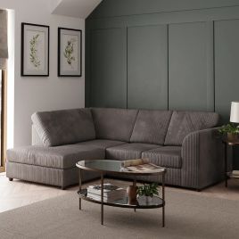 BLAKE Jumbo Cord 4 Seater L Shaped Fullback Corner Sofa - Mink, Left Hand Facing