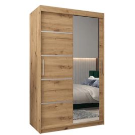 VICENZA 2 Door Mirrored Sliding Wardrobe Medium Oak - 120cm