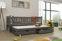MALAIKA 2 Drawers Storage Wooden Double Bed with Trundle - Graphite