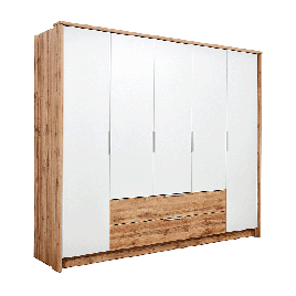 MARVELLO 5 Door Wardrobe with 2 Drawers Oak with White - 255cm