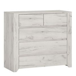 White Chest of Drawers - AKRON Medium Chest 5 Drawers