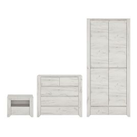 AKRON 2 Door Wardrobe Set 3 Piece - White and Oak