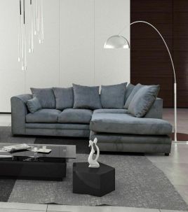 CASPER Fabric 4 Seater L Shaped - Right Hand Facing Corner Sofa - Grey